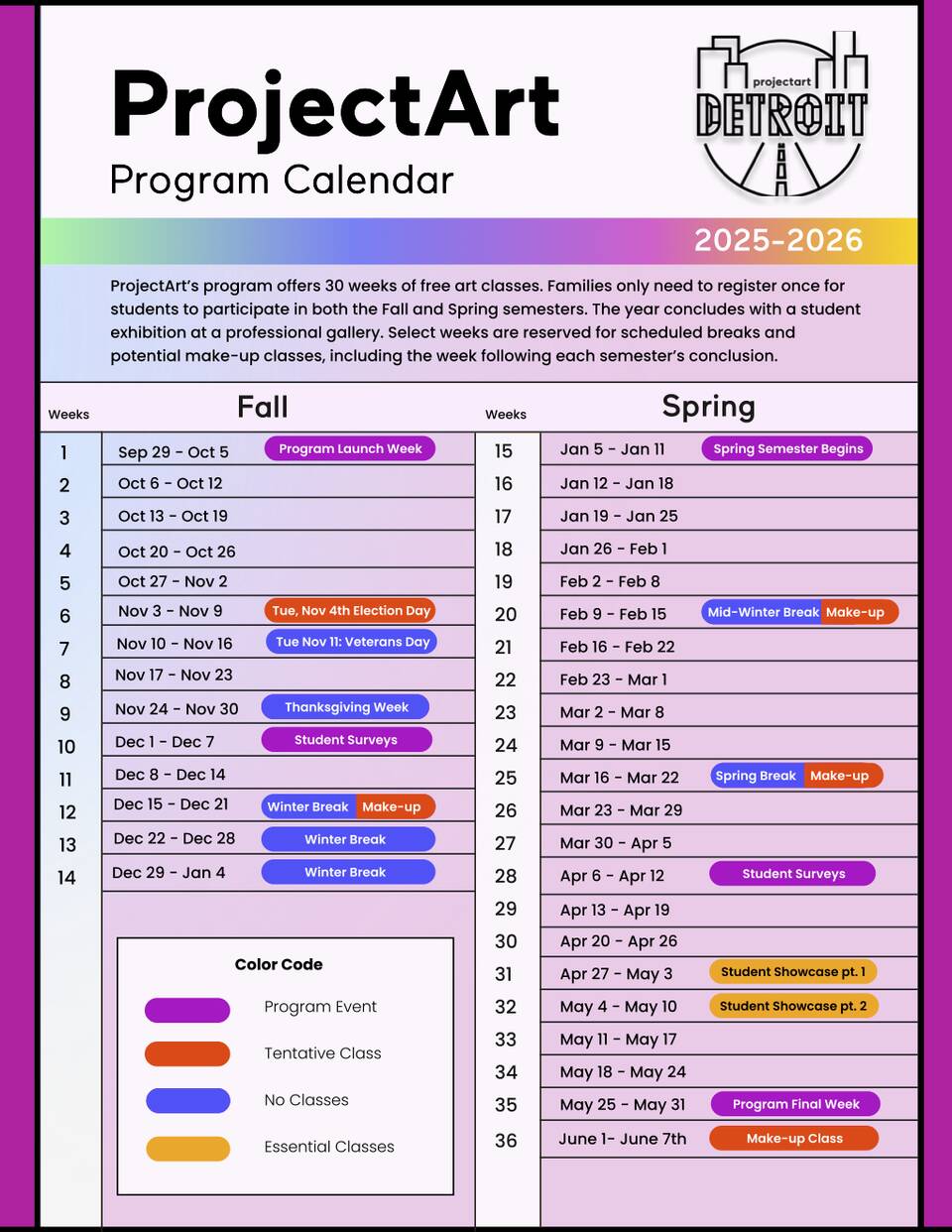 Project art calendar